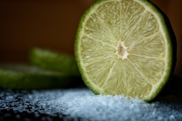 Lime slice with kosher salt
