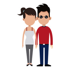cartoon couple holding hand romantic image vector illustration