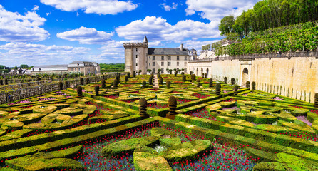 Villandry castle with outstanding gardens. Loire valley, France