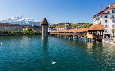 View of Lucerne in spring 2017 in Switzerland