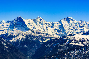 View from the Niederhorn Beatenber Mountain in Switzerland