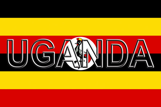 Flag of Uganda with the country written on the flag