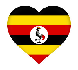 Flag of  Uganda shaped like a heart