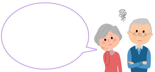 困るシニアカップル　吹き出し