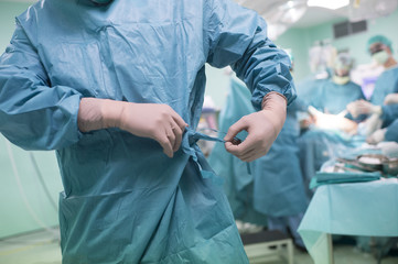 Team of Surgeons Operating in the Hospital.