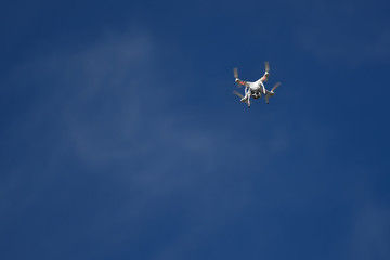 Aircraft flying in the blue sky