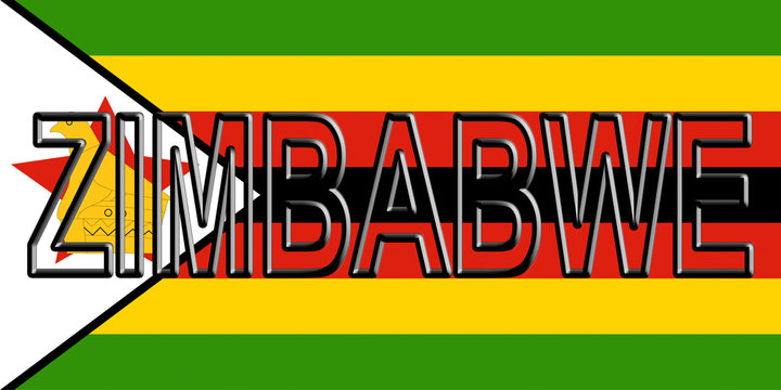 Flag of Zimbabwe with the country written on the flag