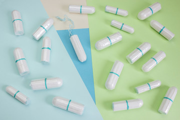 Soft tender protection for woman critical days, gynecological menstrual cycle. Menstruation sanitary clean cotton tampon for woman hygiene protection