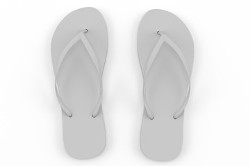 3D render of Slippers in grey color. Isolated on white background