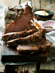 Roast pork .style rustic.