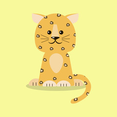 The leopard is sitting.