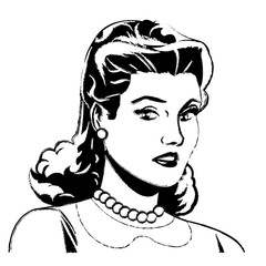 portrait woman pop art angry expression sketch vector illustration
