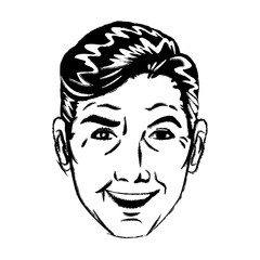 face man smiling expression pop art sketch vector illustration
