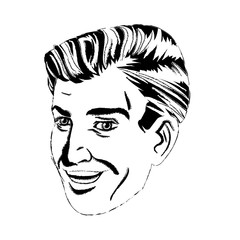 face man smiling expression pop art sketch vector illustration