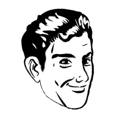 face man smiling expression pop art sketch vector illustration