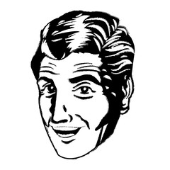 face man smiling expression pop art sketch vector illustration