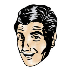 drawing face man pop art design vector illustration