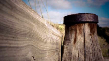 Naklejka na ściany i meble Wooden Mooring post