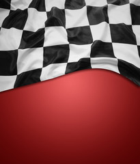 Checkered flag on red