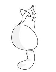 Continuous line drawing of a cat looking backwards 