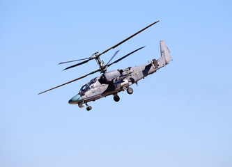 Combat helicopter in flight