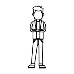 outlined man cross arm standing design vector illustration