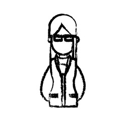 girl glasses jacket image sketch vector illustration