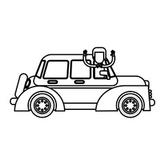 man in car vehicle transport elegant line vector illustration vector illustration