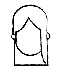 head girl young person long hair sketch vector illustration