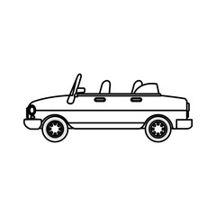 car transport convertible gasoline comic line vector illustration