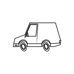 car transport delivery commerce comic line vector illustration
