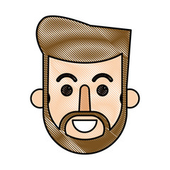 drawing face bearded man hipster cartoon vector illustration