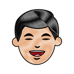 drawing face man close eyes smiling cartoon vector illustration