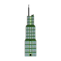 drawing building skyscraper commercial antenna image vector illustration
