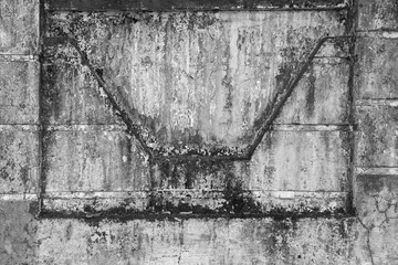 Weathered, dirty and aged concrete wall texture background in black&white.