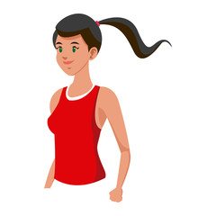 sport girl fitness with red shirt and ponytail vector illustration
