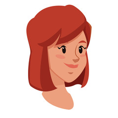 head girl red hair smile character icon vector illustration