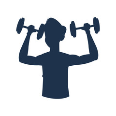 Fototapeta na wymiar silhouette fitness man workout sport vector illustration
