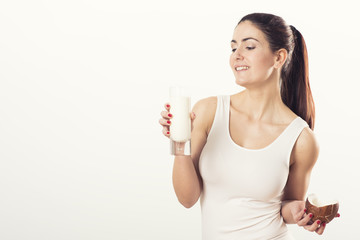 young woman with coconut and coconut milk