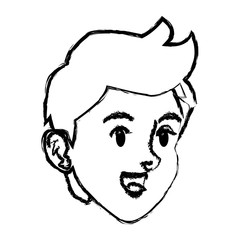 sketch face boy sport style design vector illustration