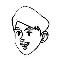 sketch face boy sport style design vector illustration