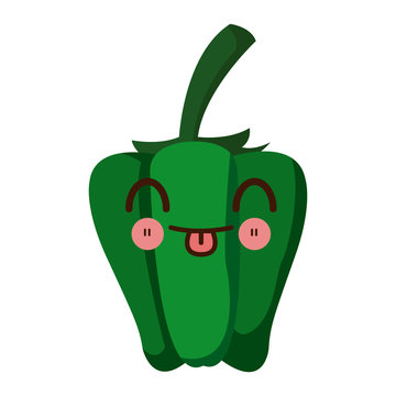 kawaii green pepper vegetable fresh food image vector illustration