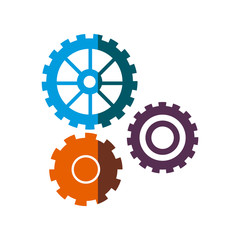 gear work mechanical cooperation shadow vector illustration