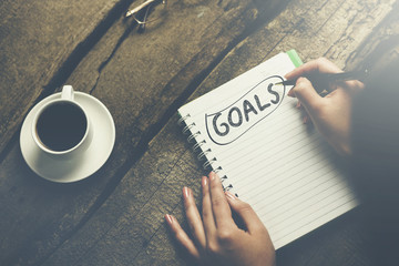 woman written goals text