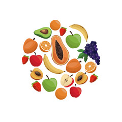 fruit fresh nutrition menu food design vector illustration
