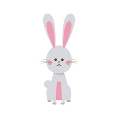 cute easter bunny sitting animal celebration symbol vector illustration