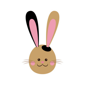 cute easter bunny face cheerful vector illustration