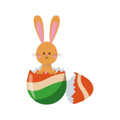 cute easter bunny broken egg adorable design vector illustration