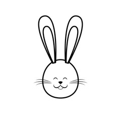 cute easter bunny face line vector illustration