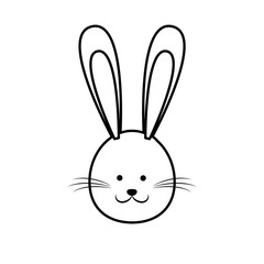 cute easter bunny face line vector illustration